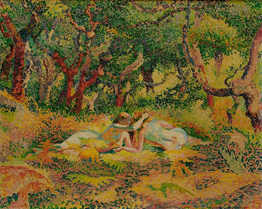 Due donne nude sotto una quercia da sughero